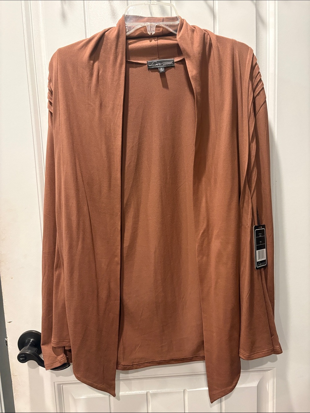 Draped Open-Front Cardigan in Rust Brown woman’s large NWT